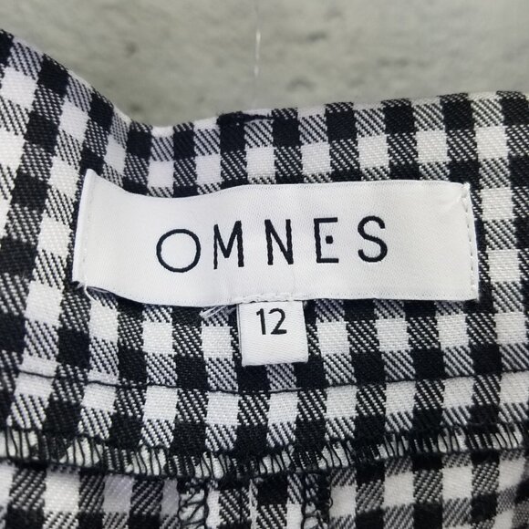 Omnes Pants Women's US 8 Cinnamon Relaxed Trousers Black & White Check Pleated - Picture 8 of 16
